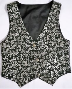 Kids Costumes to Hire - Black waistcoat with silver pattern - child